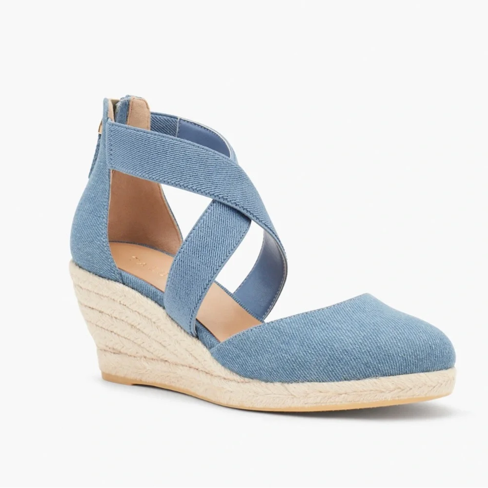 Talbots‎ LYNDSAY D'ORSAY ESPADRILLE WEDGES - DENIM